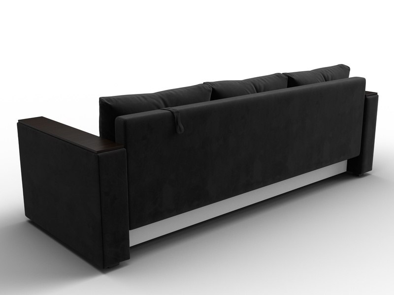 Диван прямой Атланта без стола, Велюр, SEVEN 35 черный