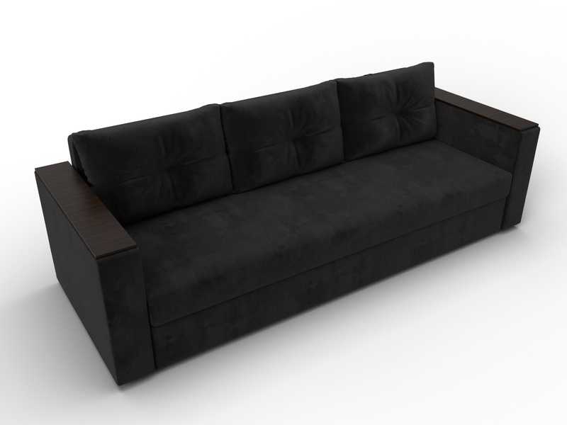 Диван прямой Атланта без стола, Велюр, SEVEN 35 черный