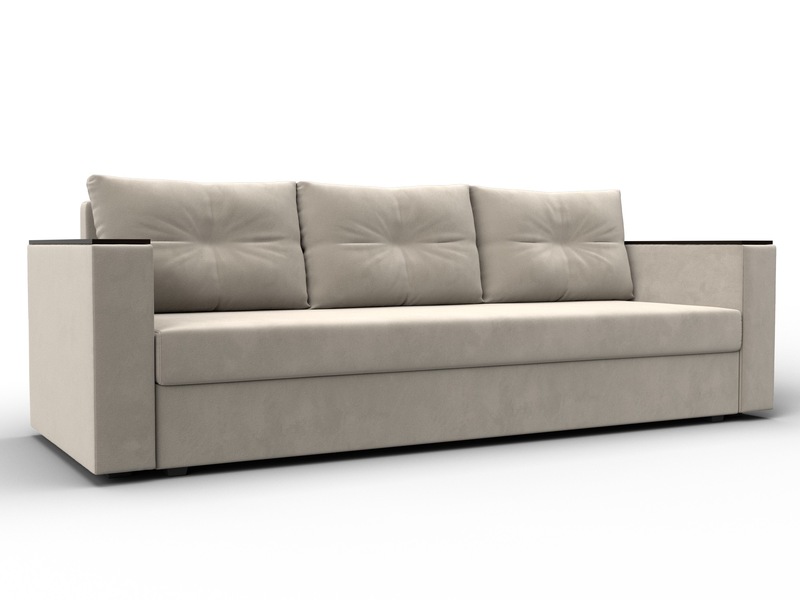 Диван прямой Атланта без стола, Микровельвет, Бежевый