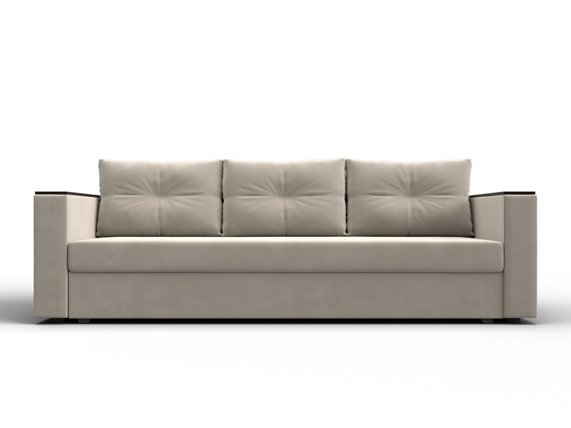 Диван прямой Атланта без стола, Микровельвет, Бежевый