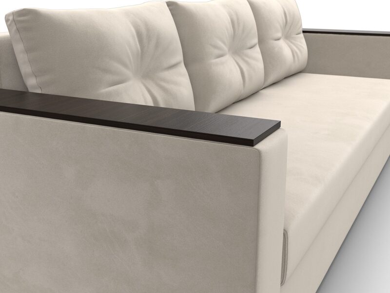 Диван прямой Атланта без стола, Микровельвет, Бежевый