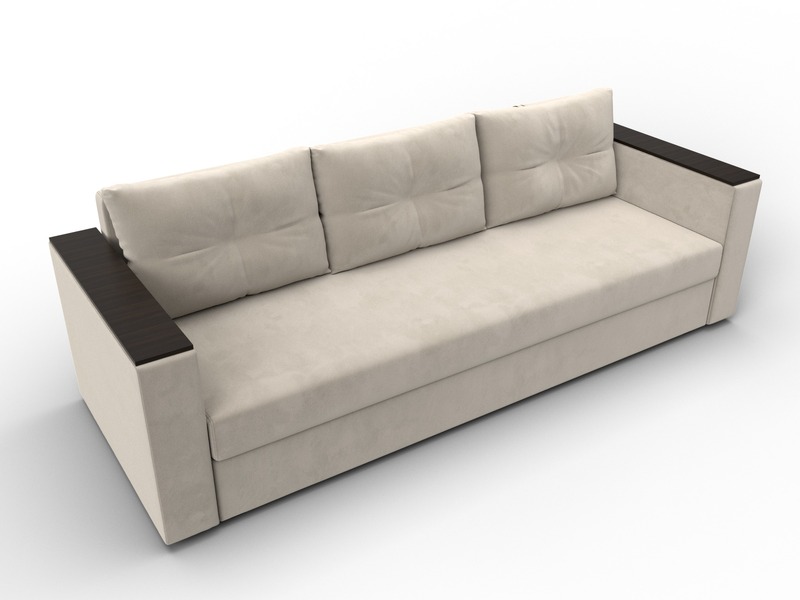 Диван прямой Атланта без стола, Микровельвет, Бежевый