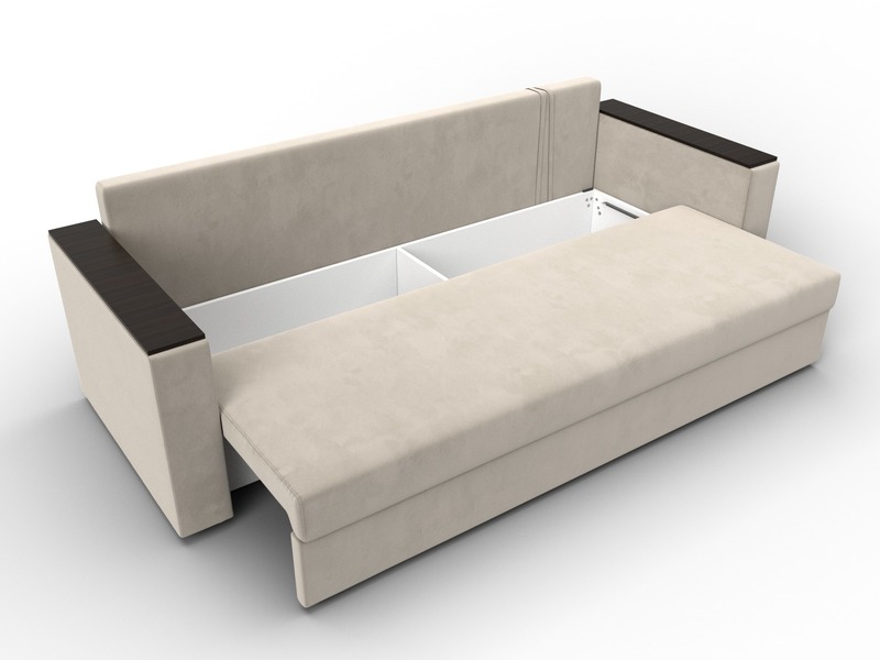 Диван прямой Атланта без стола, Микровельвет, Бежевый