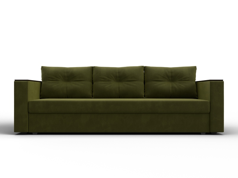 Диван прямой Атланта без стола, Микровельвет, Зеленый