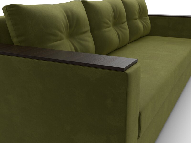 Диван прямой Атланта без стола, Микровельвет, Зеленый