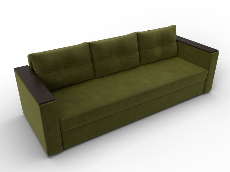 Диван прямой Атланта без стола, Микровельвет, Зеленый