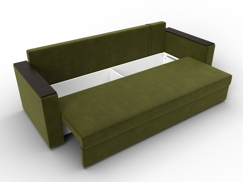 Диван прямой Атланта без стола, Микровельвет, Зеленый