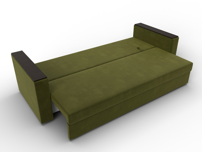 Диван прямой Атланта без стола, Микровельвет, Зеленый