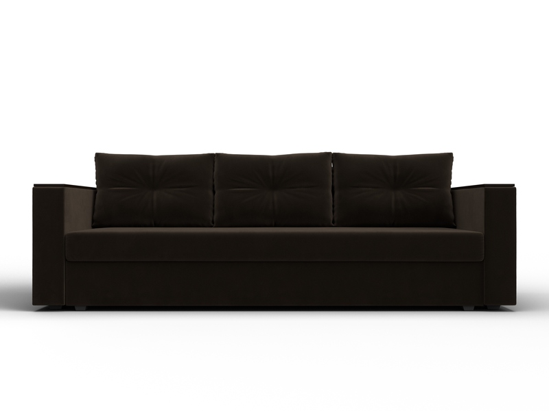 Диван прямой Атланта без стола, Микровельвет, Коричневый