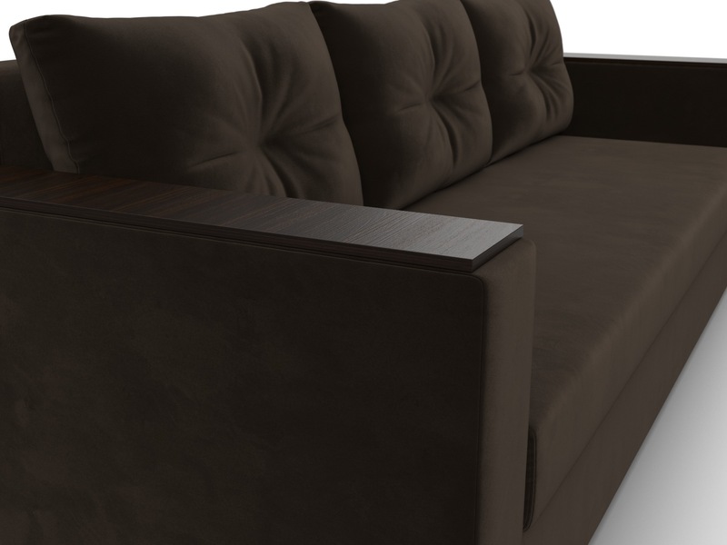 Диван прямой Атланта без стола, Микровельвет, Коричневый