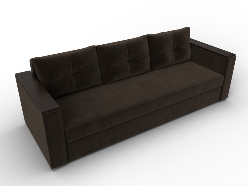 Диван прямой Атланта без стола, Микровельвет, Коричневый