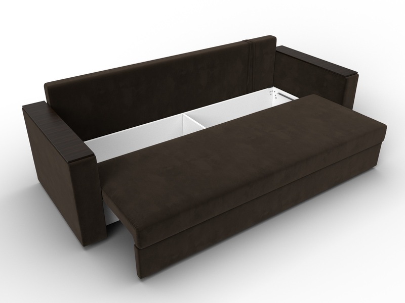 Диван прямой Атланта без стола, Микровельвет, Коричневый