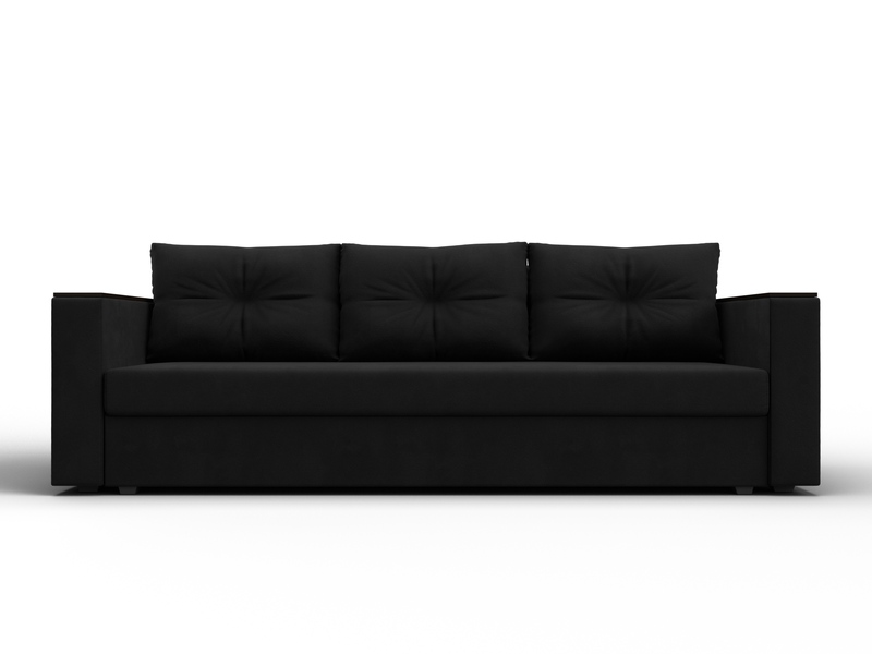 Диван прямой Атланта без стола, Микровельвет, Черный