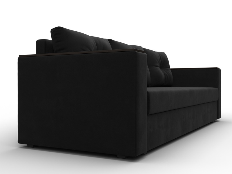 Диван прямой Атланта без стола, Микровельвет, Черный