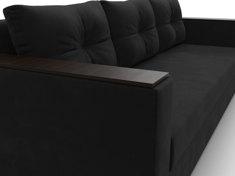 Диван прямой Атланта без стола, Микровельвет, Черный