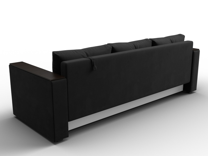 Диван прямой Атланта без стола, Микровельвет, Черный