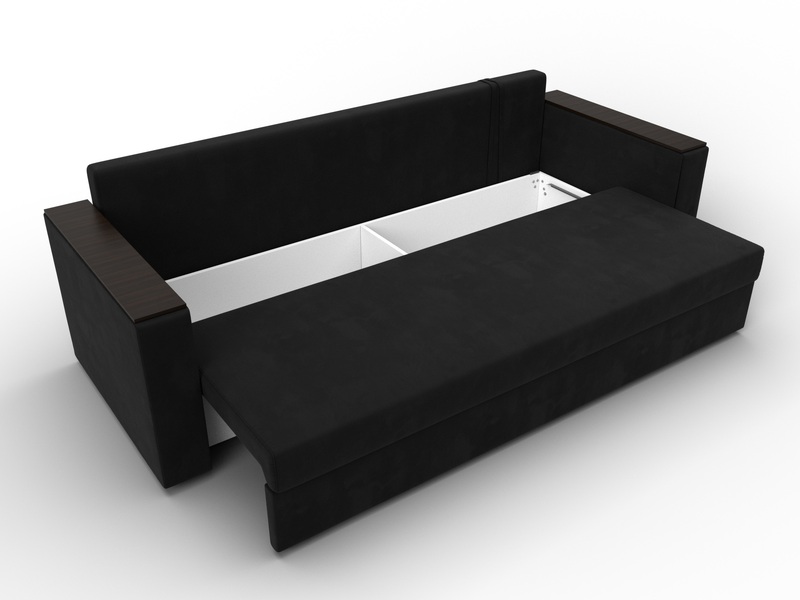 Диван прямой Атланта без стола, Микровельвет, Черный