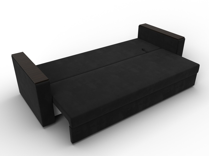 Диван прямой Атланта без стола, Микровельвет, Черный