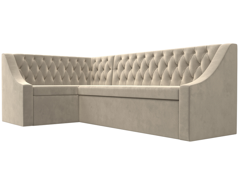 Диван кухонный угловой Мерлин левый угол, Микровельвет, Бежевый