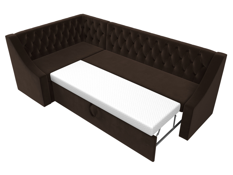 Диван кухонный угловой Мерлин левый угол, Микровельвет, Коричневый