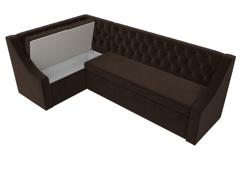 Диван кухонный угловой Мерлин левый угол, Микровельвет, Коричневый
