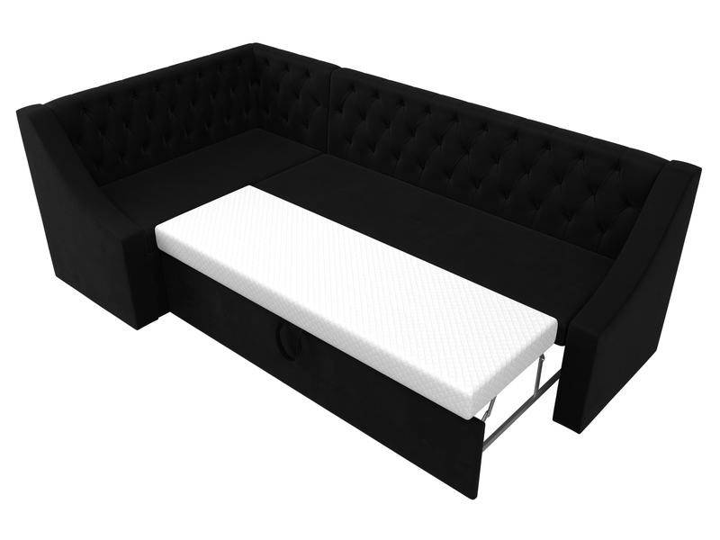 Диван кухонный угловой Мерлин левый угол, Микровельвет, Черный