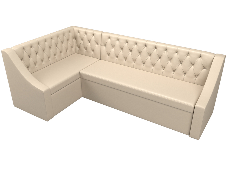 Диван кухонный угловой Мерлин левый угол, Экокожа, Бежевый