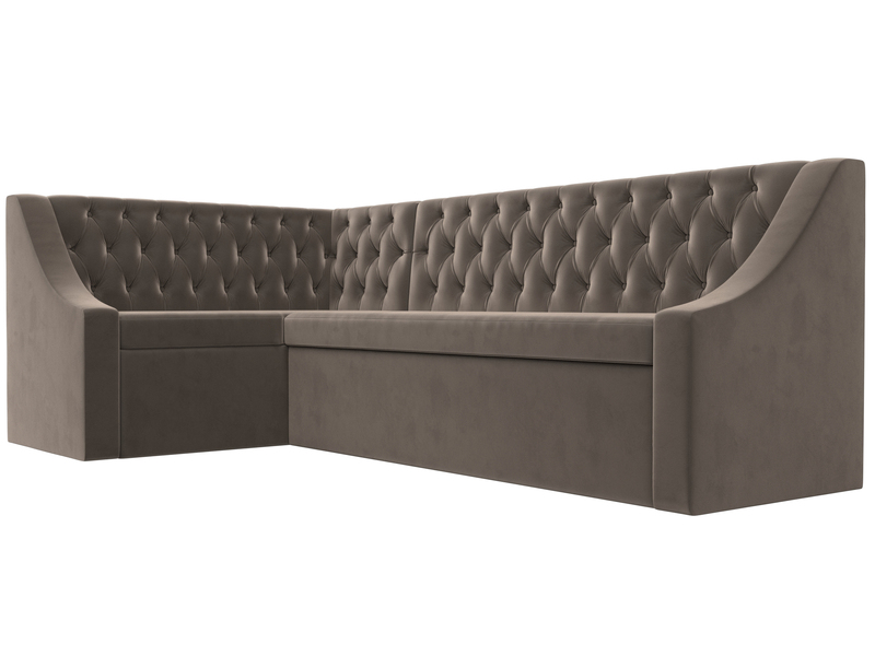 Диван кухонный угловой Мерлин левый угол, Велюр, SEVEN 727 коричневый