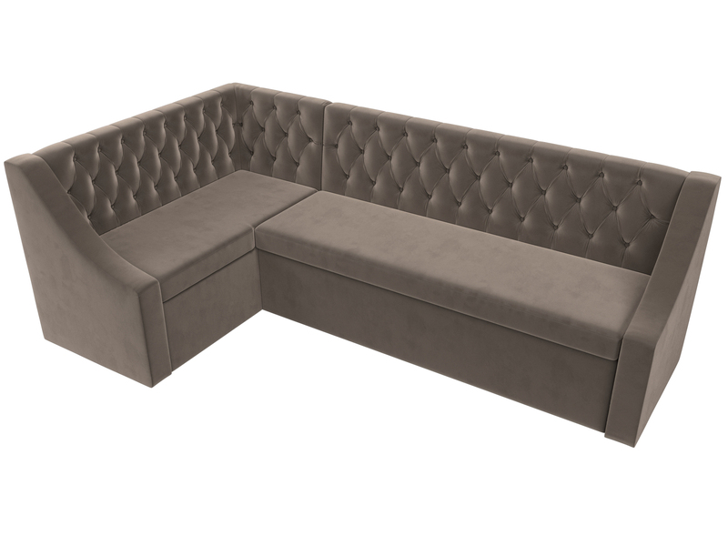 Диван кухонный угловой Мерлин левый угол, Велюр, SEVEN 727 коричневый