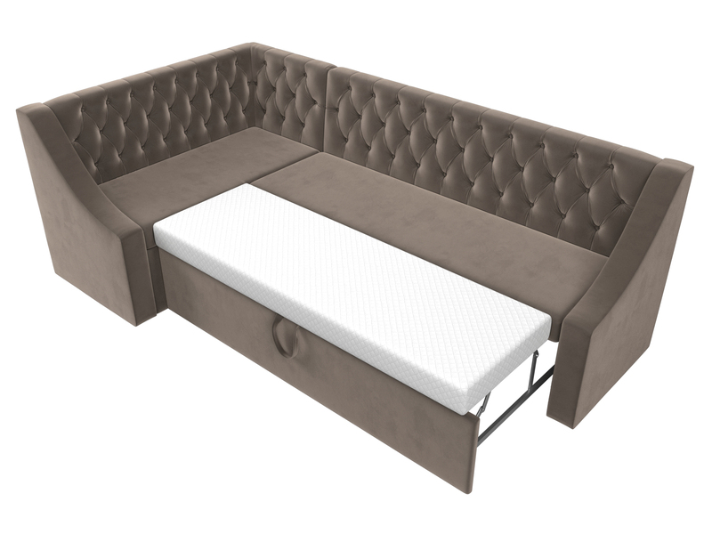 Диван кухонный угловой Мерлин левый угол, Велюр, SEVEN 727 коричневый