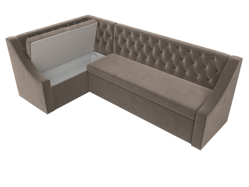 Диван кухонный угловой Мерлин левый угол, Велюр, SEVEN 727 коричневый