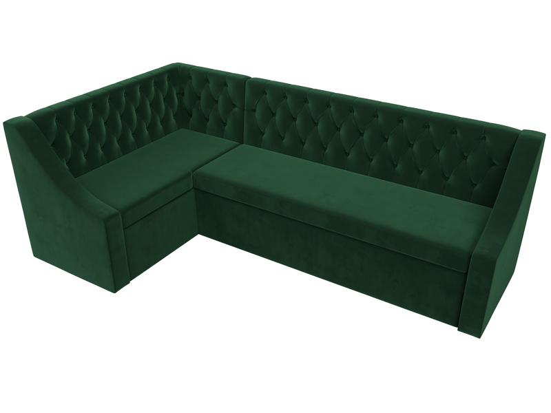 Диван кухонный угловой Мерлин левый угол, Велюр, SEVEN 626 зеленый