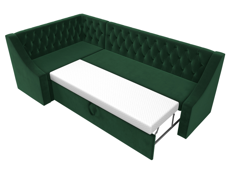 Диван кухонный угловой Мерлин левый угол, Велюр, SEVEN 626 зеленый