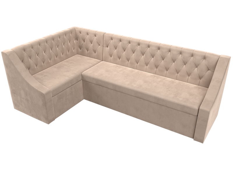 Диван кухонный угловой Мерлин левый угол, Велюр, SEVEN 729 бежевый