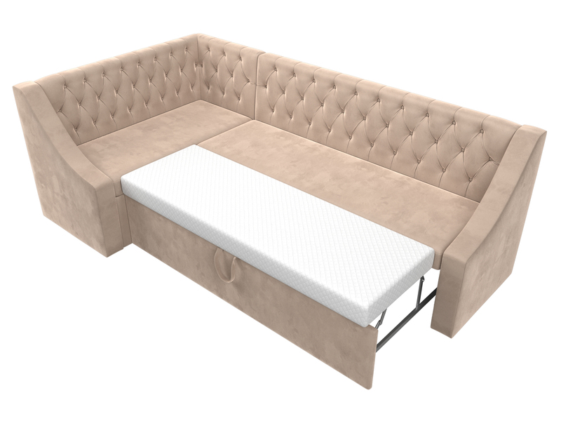 Диван кухонный угловой Мерлин левый угол, Велюр, SEVEN 729 бежевый