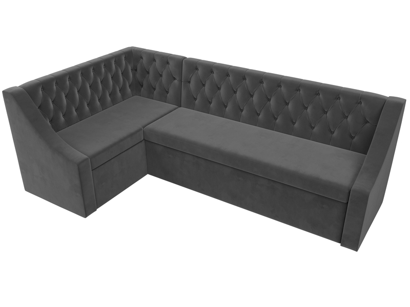Диван кухонный угловой Мерлин левый угол, Велюр, SEVEN 17 серый