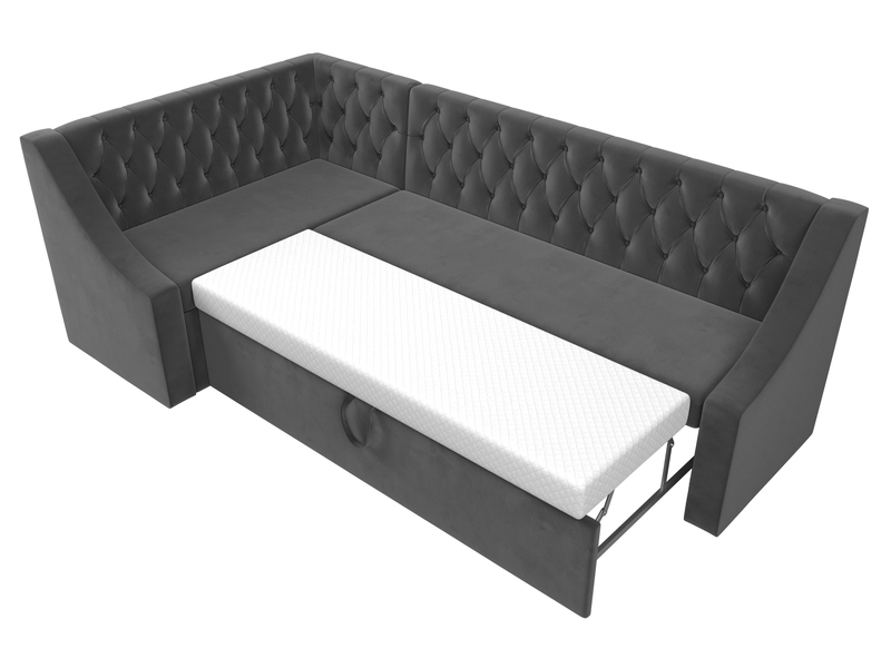 Диван кухонный угловой Мерлин левый угол, Велюр, SEVEN 17 серый