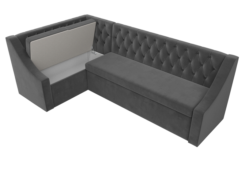 Диван кухонный угловой Мерлин левый угол, Велюр, SEVEN 17 серый