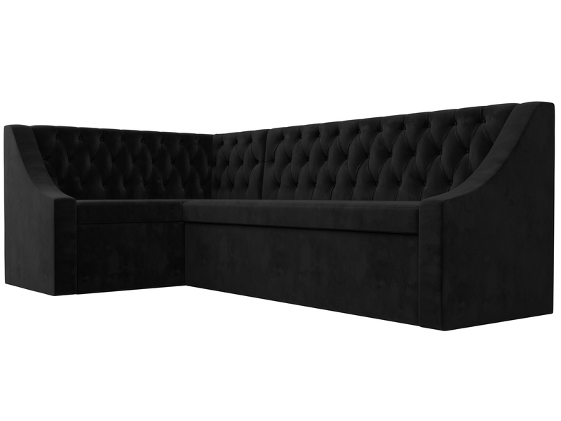Диван кухонный угловой Мерлин левый угол, Велюр, SEVEN 35 черный