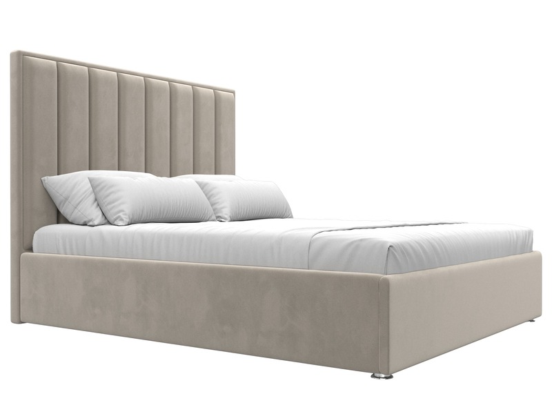 Кровать интерьерная Афродита 160, Микровельвет, Бежевый