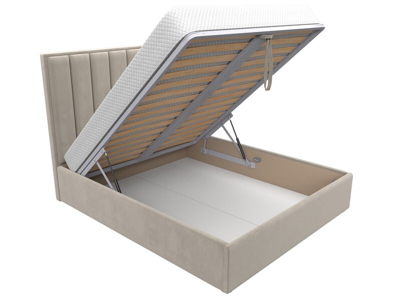 Кровать интерьерная Афродита 160, Микровельвет, Бежевый