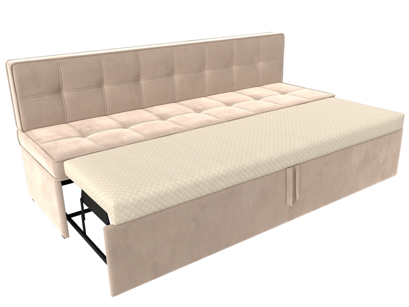 Диван кухонный прямой Техас, Велюр, SEVEN 729 бежевый