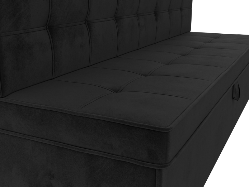Диван кухонный прямой Техас, Велюр, SEVEN 35 черный