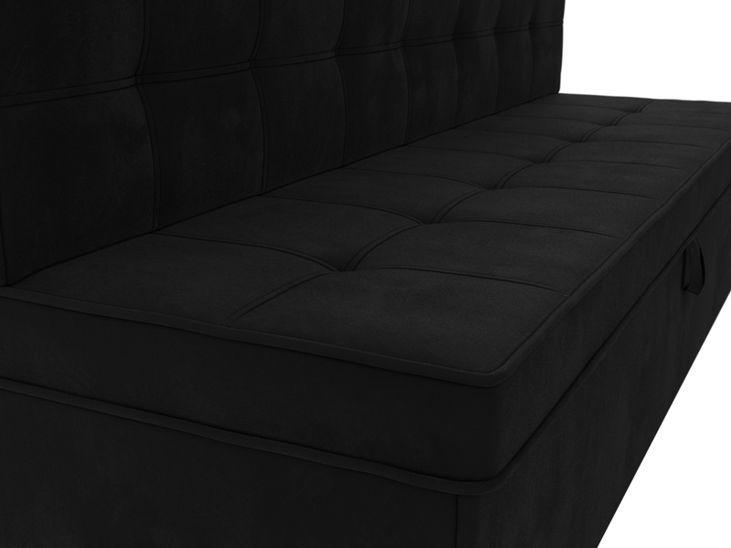 Диван кухонный прямой Техас, Микровельвет, Черный