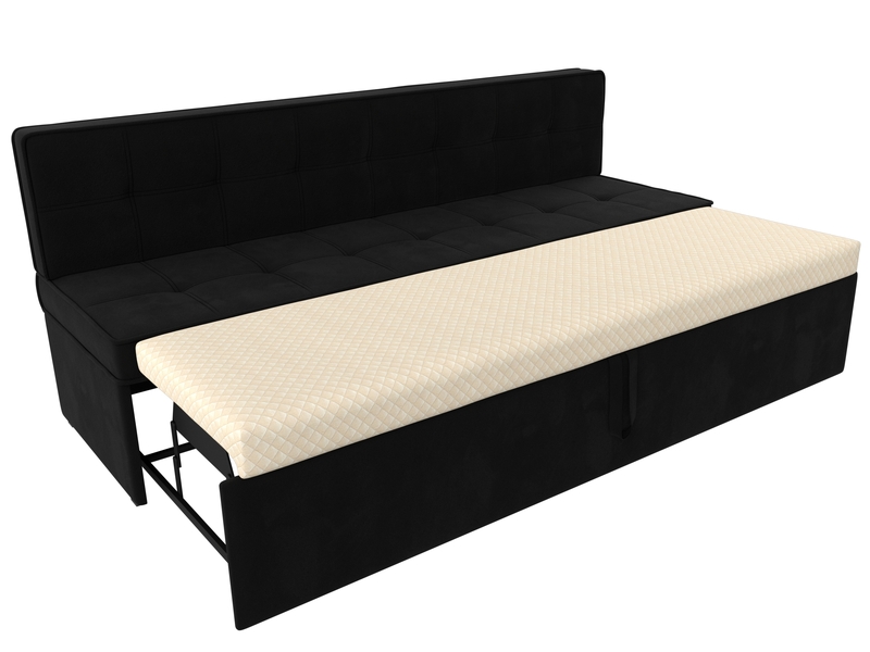 Диван кухонный прямой Техас, Микровельвет, Черный