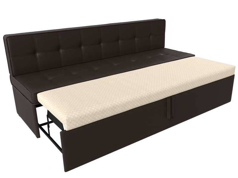 Диван кухонный прямой Техас, Экокожа, Коричневый