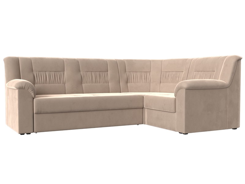 Диван угловой Карелия правый угол, Велюр, SEVEN 729 бежевый