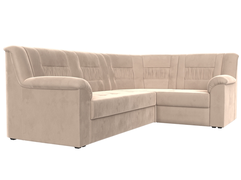 Диван угловой Карелия правый угол, Велюр, SEVEN 729 бежевый