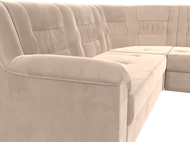 Диван угловой Карелия правый угол, Велюр, SEVEN 729 бежевый