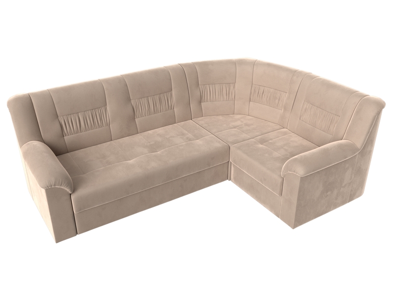 Диван угловой Карелия правый угол, Велюр, SEVEN 729 бежевый